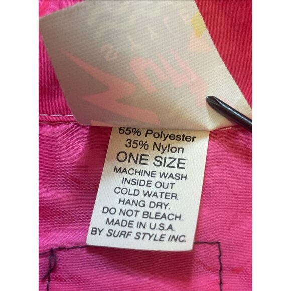 Vintage 90s XL Surf Style Unisex Neon Pink Pullover Windbreaker Jacket USA - Picture 7 of 11